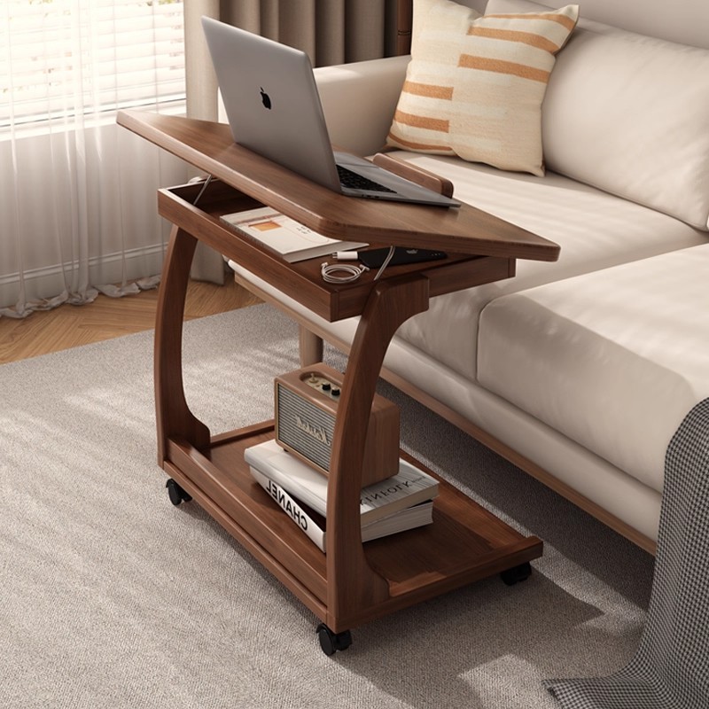 mesa de té tipo C pequeña mesa de té tipo C para sala de estar sofá doméstico mesa lateral estante de almacenamiento pequeña casa plegable mesa de cabezal de cama