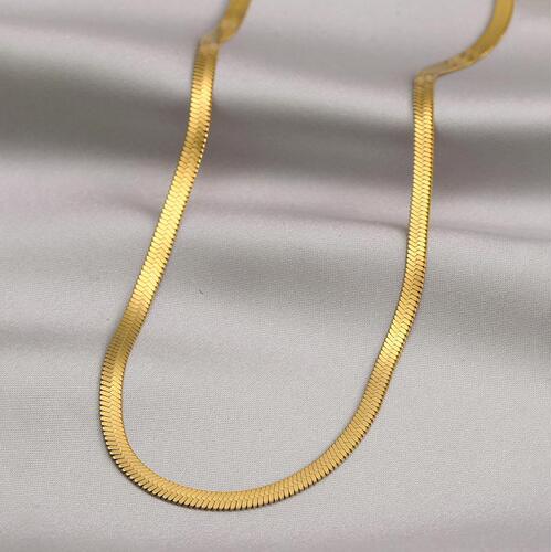 Titanium steel blade chain necklace electroplated 18K gold snake bone chain personalized versatile jewelry bare chain accessories DIY wholesale