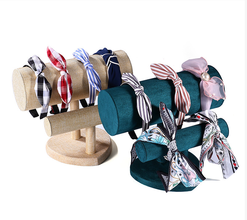 777g Weight Jewelry Rack Classification Simple Style Solid Color Wood Flannel Jewelry Rack