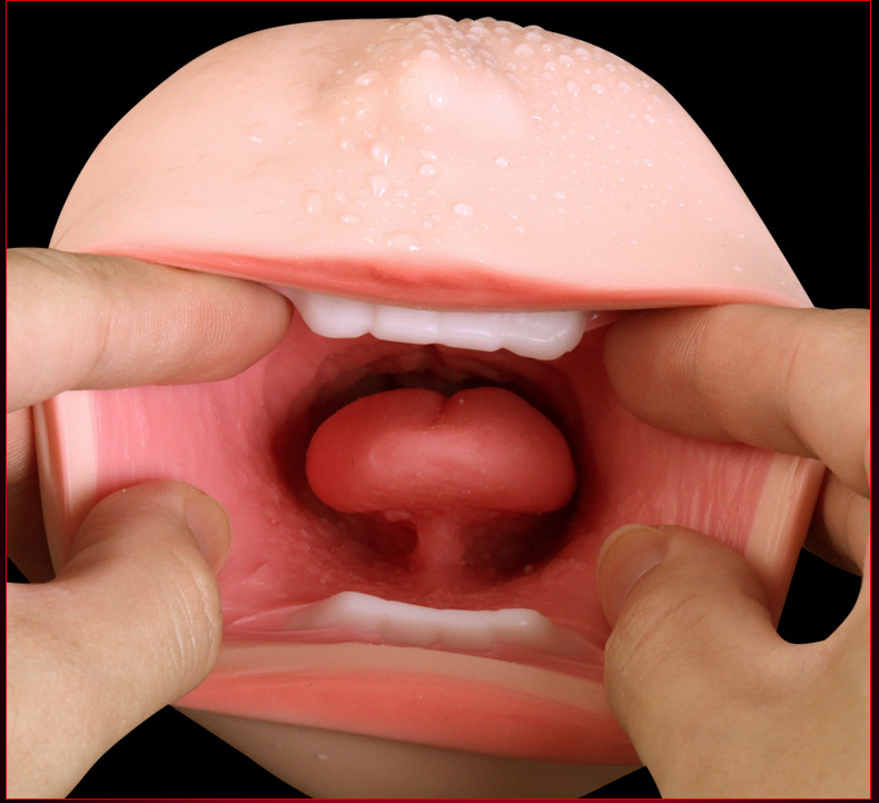 Jiuai Oral-Style Masturbator with Tongue Detail, TPE Manual Stroker for Men — detail image 11