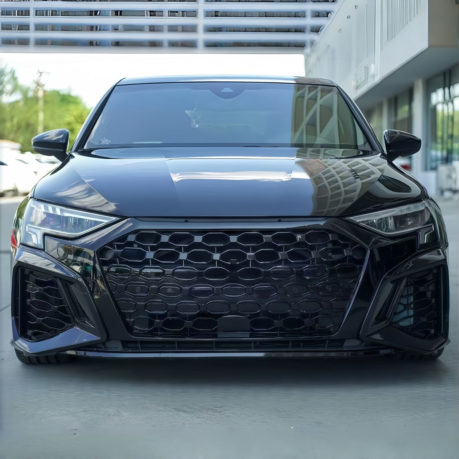 Suitable for Audi 21-24 A3 models, this includes an RS3 front bumper, grille, and front fascia for modification