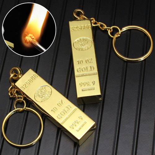 HY735 gold bar 10,000 matches metal kerosene lighter open flame cigarette lighter creative keychain smoking set wholesale