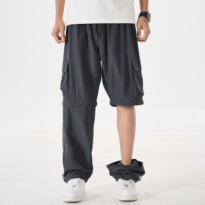 Summer New Detachable Cargo Pants Men's Multi-Pocket Shorts Casual Pants Loose Sports Casual Removable Trousers