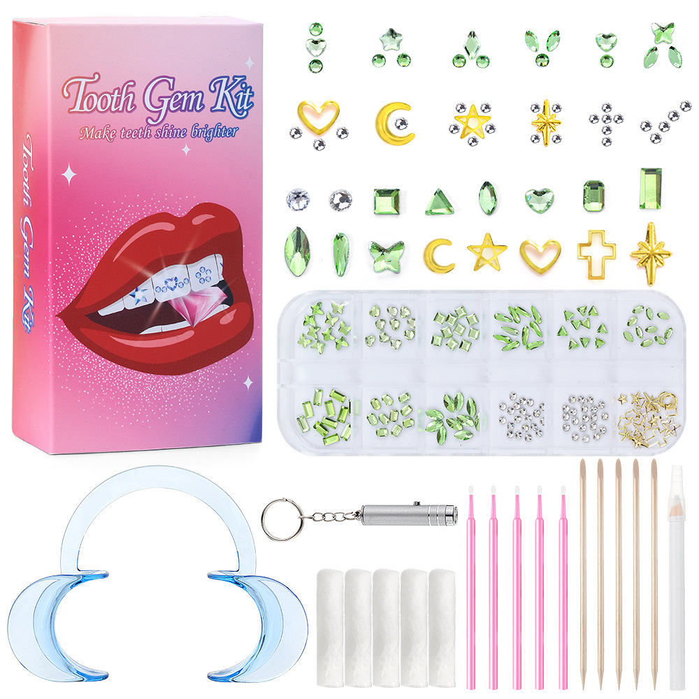 라이트 그린 12 그리드 치과 드릴 세트 [컬러 박스 업그레이드는 접착제를 포함하지 않습니다]]