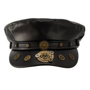 Leather Duckbill Cap Punk Gear Subculture Retro Baseball Cap Gothic Newsboy Cap