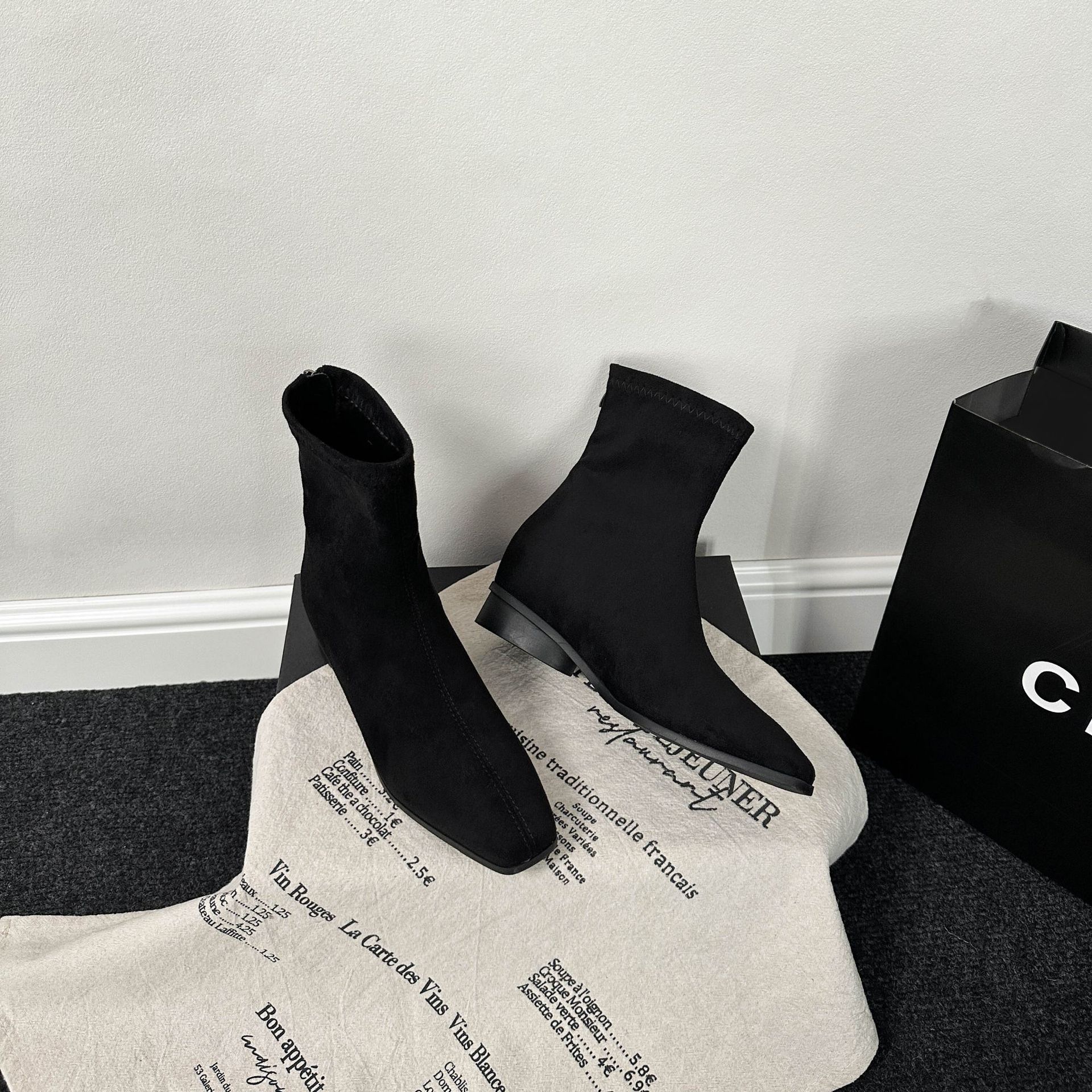 Botines Martin con tacón grueso para mujer de 6 cm, microfibra, cremallera trasera, térmicos, para uso diario