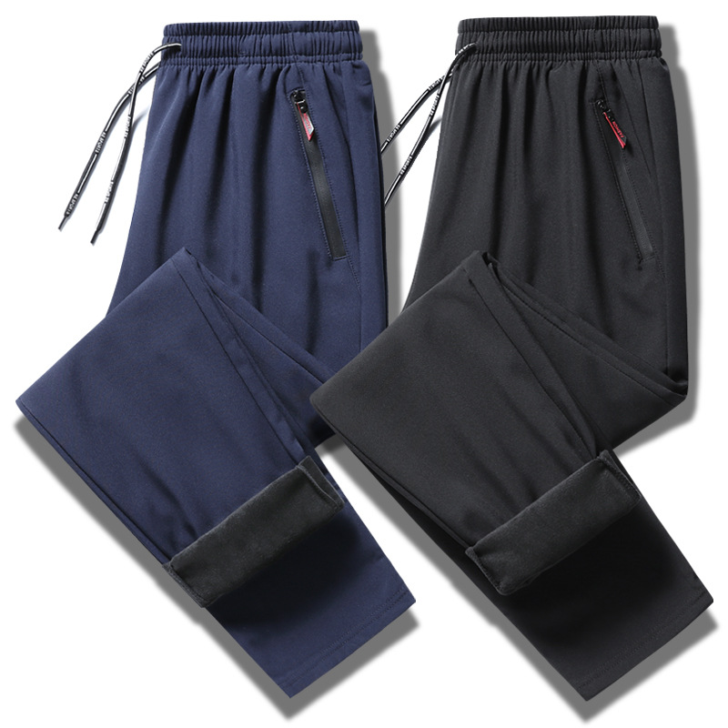 Pantalones casuales transfronterizos para hombres, pantalones elásticos de primavera y otoño, pantalones deportivos casuales rectos sueltos y de terciopelo, fábrica al por mayor