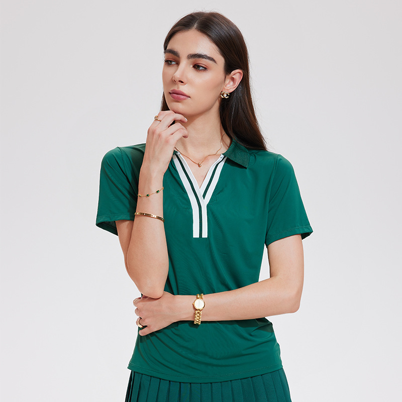Camiseta deportiva de color de alta gama, ropa de tenis de mujer, polo de mangas cortas, golf, secado rápido, chaqueta transpirable