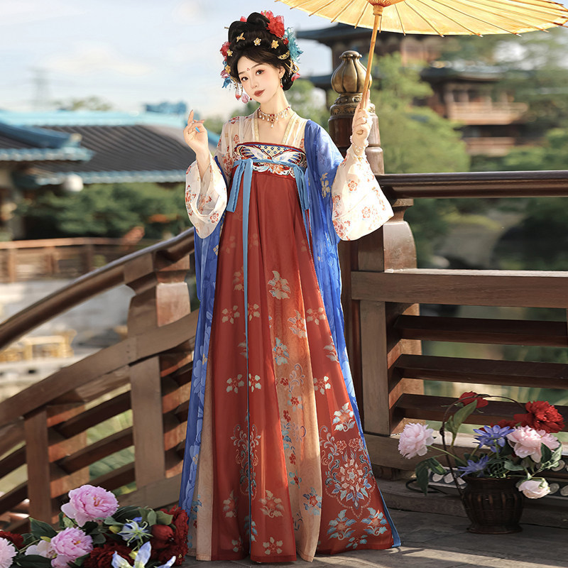 Original Tang-Style Hanfu for Women 【Little Flower Branch】 Tang-Style Replica Daily Wear Ethereal Chest-Length Shirt and Skirt Spring/Summer Set Original Tang-Style Hanfu for Women 【Little Flower Branch】 Tang-Style Replica Daily Wear Ethereal Chest-Length Shirt and Skirt Spring/Summer Set