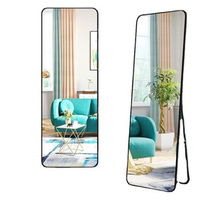 Full-Length Floor Mirror Fitting Mirror, Trendy Simple Style for Girls, Rounded Corners, Suitable for Home Bedroom, Dressing, Student Dormitory, Clothing Store