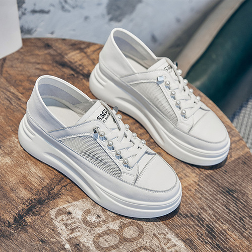 Thick-soled inner height-increasing white shoes 2024 summer new sports height-increasing women's shoes running breathable casual shoes for women