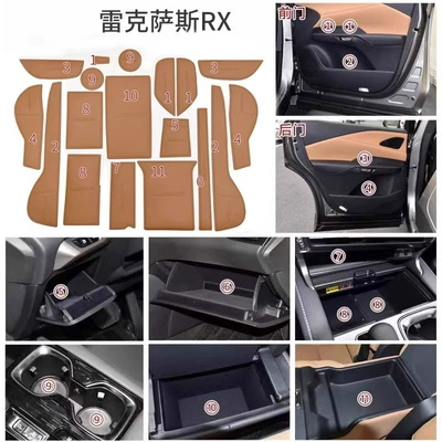 Anti-slip mat, Lexus ES200 door slot - 23-25-lexus-rx-five-seat-door-groove-pad-leather-embossed-model-qiushan-chestnut