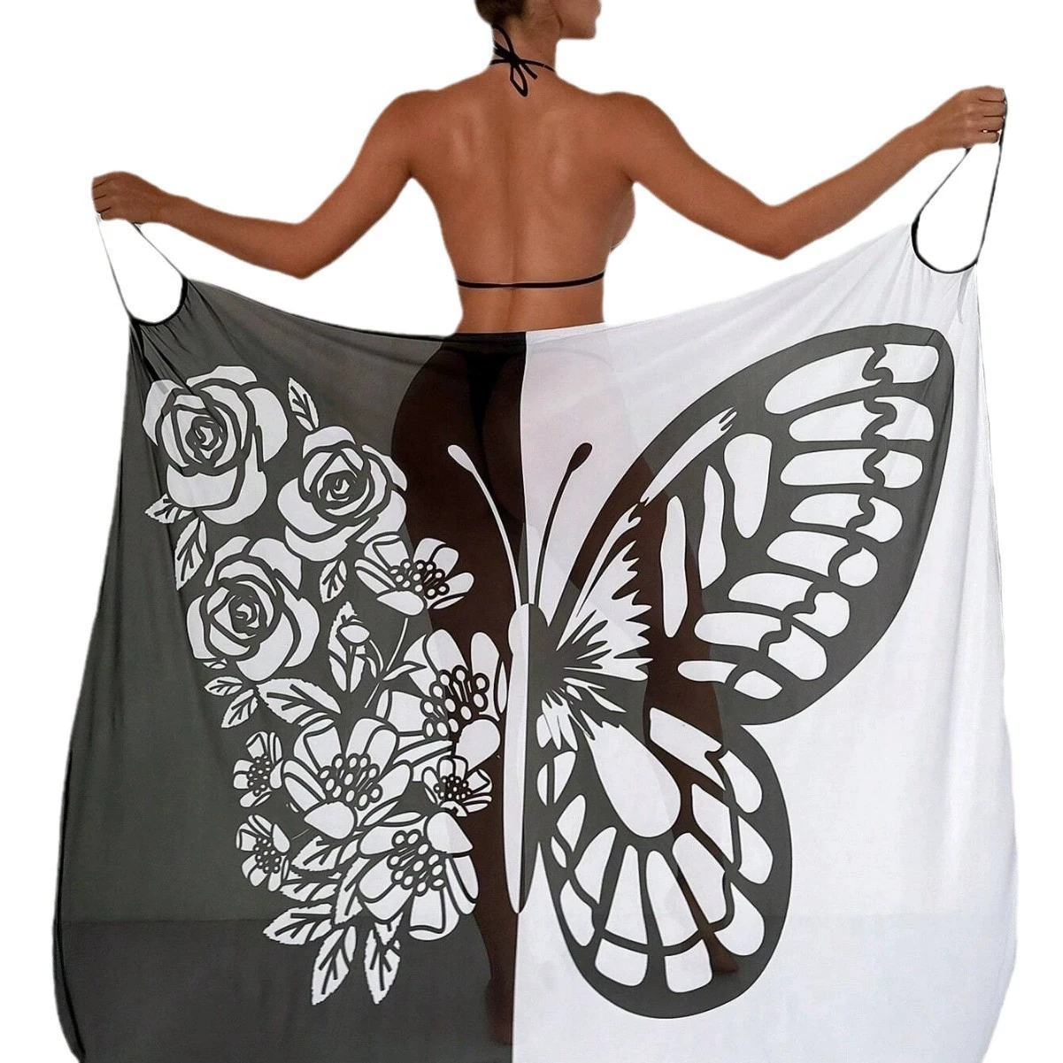 Новый европейско-американский слитный купальник 2025 года с модным принтом, индивидуальной сетчатой юбкой, пляжным полотенцем, шалью и накидкой.