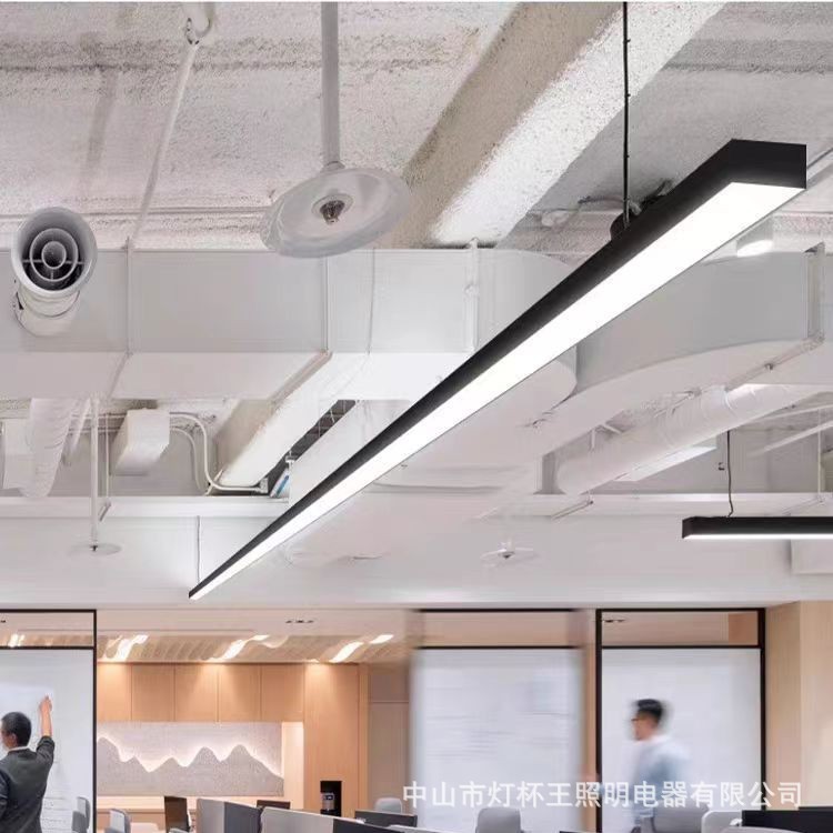 Aluminio sin costuras empalmado led lámpara de barra de oficina gimnasio supermercado forma de barra sin sombra lámpara de cables comerciales