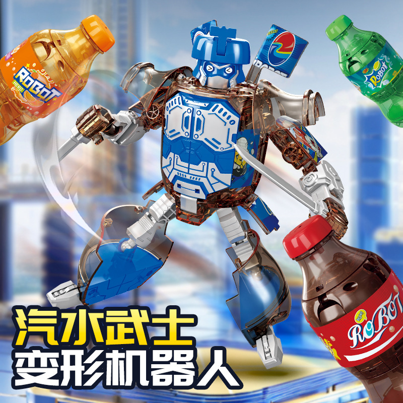 Bebida botellada Coca-Cola Mechanic Robot para niños de transformación juguete modelo samurai cerebro