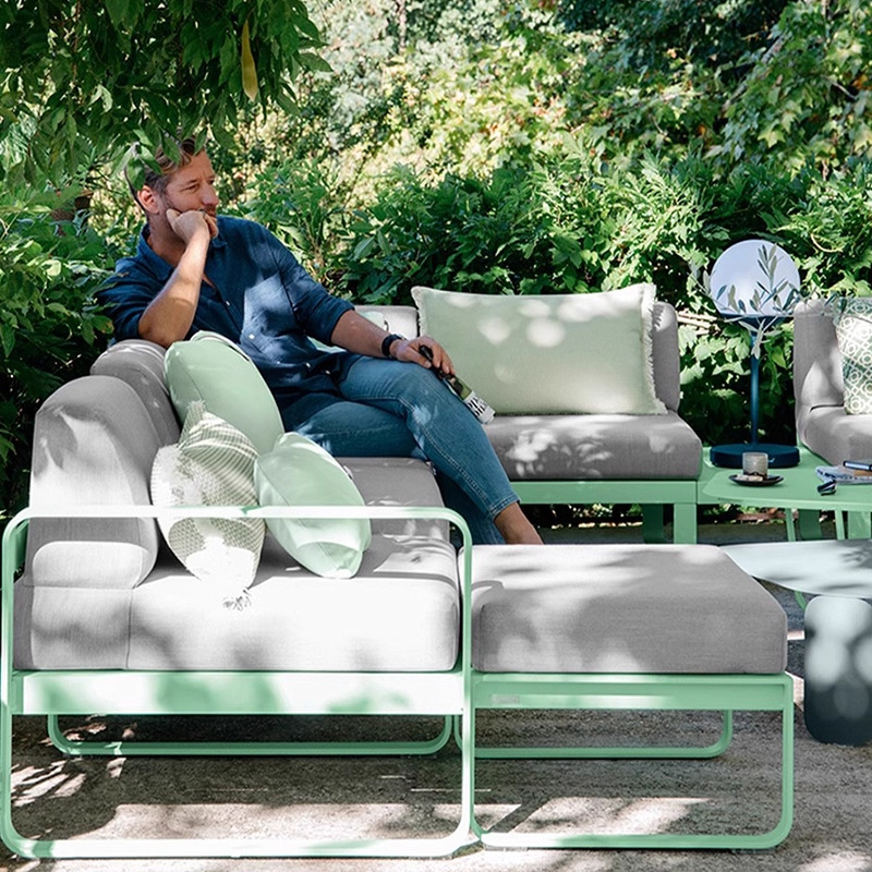 Sofá de aleación de aluminio patio al aire libre jardín villa a prueba de lluvia protección solar combinación de ocio mesa de té muebles a prueba de agua