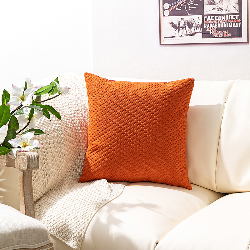 New Nordic Simple Dutch Velvet Three-Dimensional Embossed Twill Large Pillow Cushion Sofa Waist Pillowcase_voghion.com