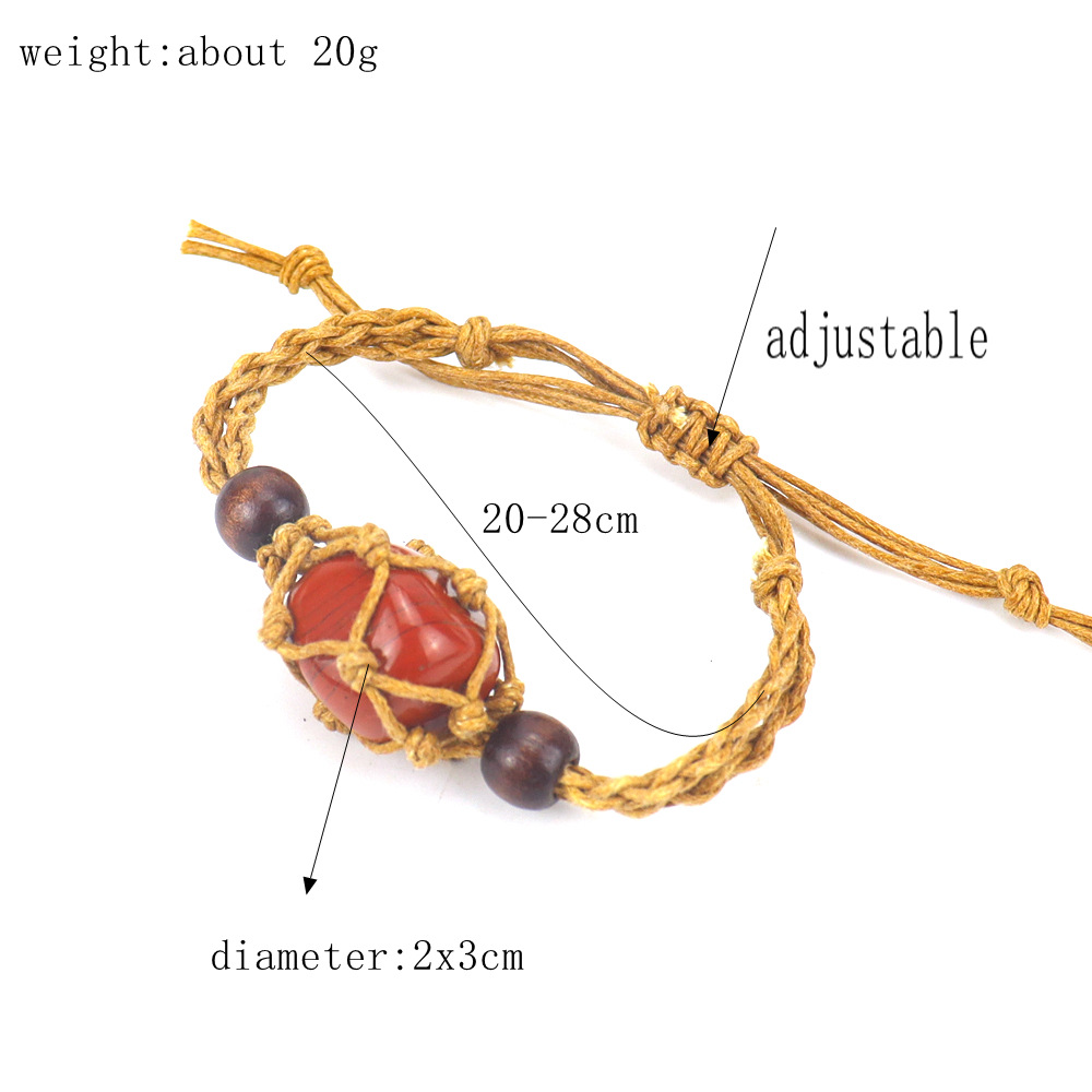 1 Piece Fashion Geometric natural stone Crystal Agate Braid Unisex Bracelets