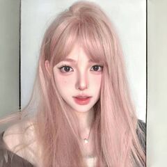 小圆午夜巴黎假发灰粉色仿真发网红款日常长直发粉色自然全头套女