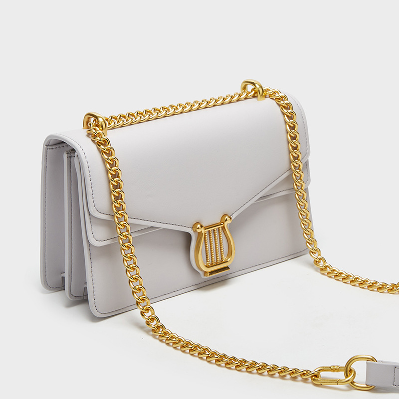 Elegant and fashionable women's 2024 new trendy niche fashion texture single shoulder crossbody solid color chain bag_voghion.com