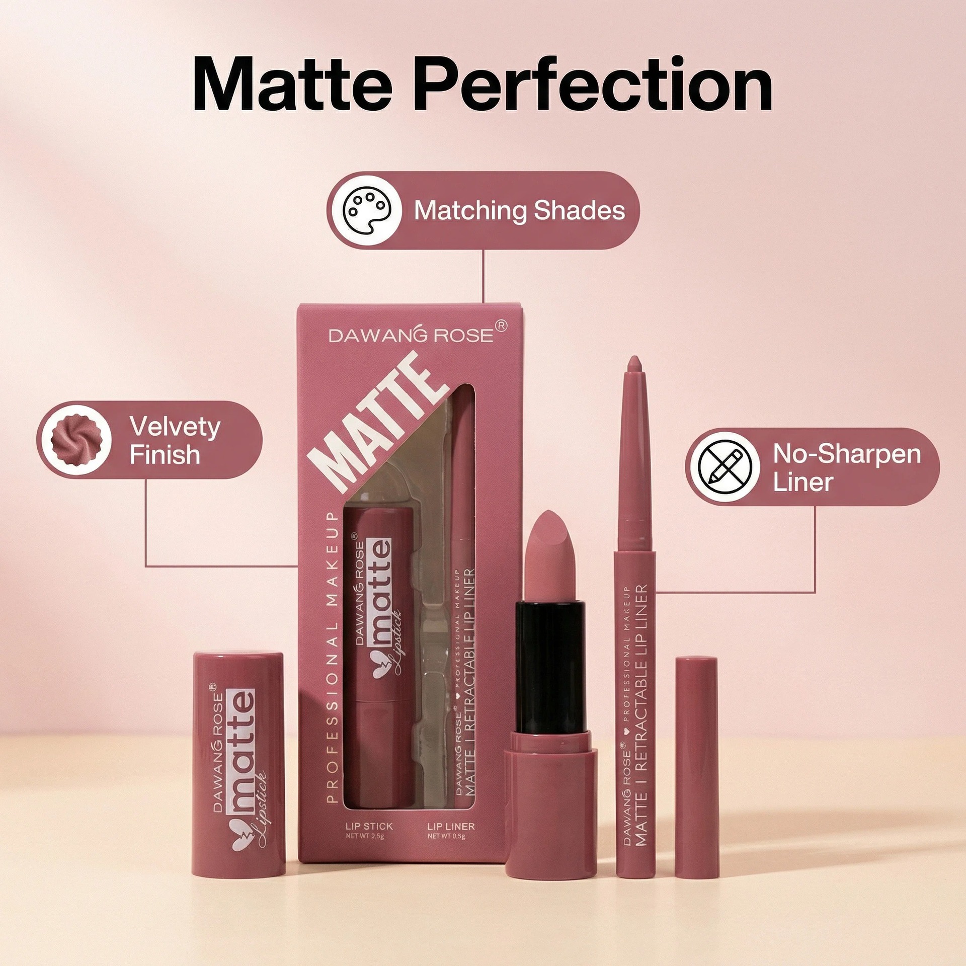 Set de labiales y delineadores de labios mate aterciopelados iluminadores europeos y americanos con labiales y brillos labiales._voghion.com