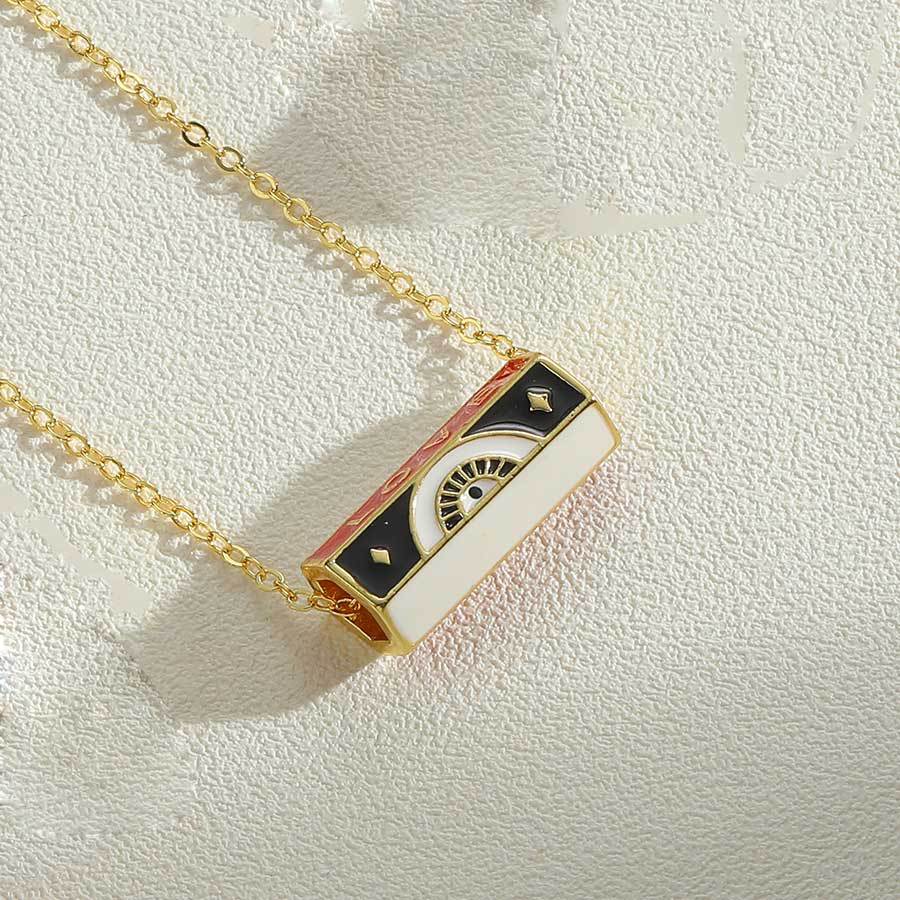 Collier avec pendentif œil du diable dégoulinant, chaîne de clavicule, collier de conception de paume hexagonale de mode de niche_voghion.com