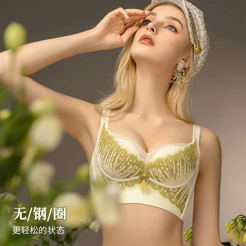 Nuevo sujetador de alta calidad de moda de encaje jacquard transpirable y cómodo ajuste lateral de pecho de cinco botones ropa interior mujer