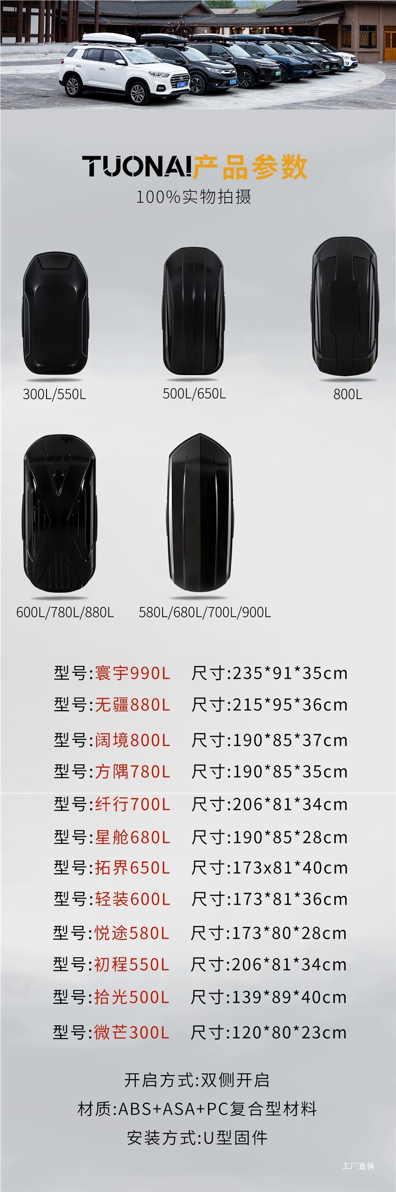 Roof Box 2025 New Ultra-Thin Silent Sunken Suv Off-Road Universal Vehicle Large Capacity Free of Charge