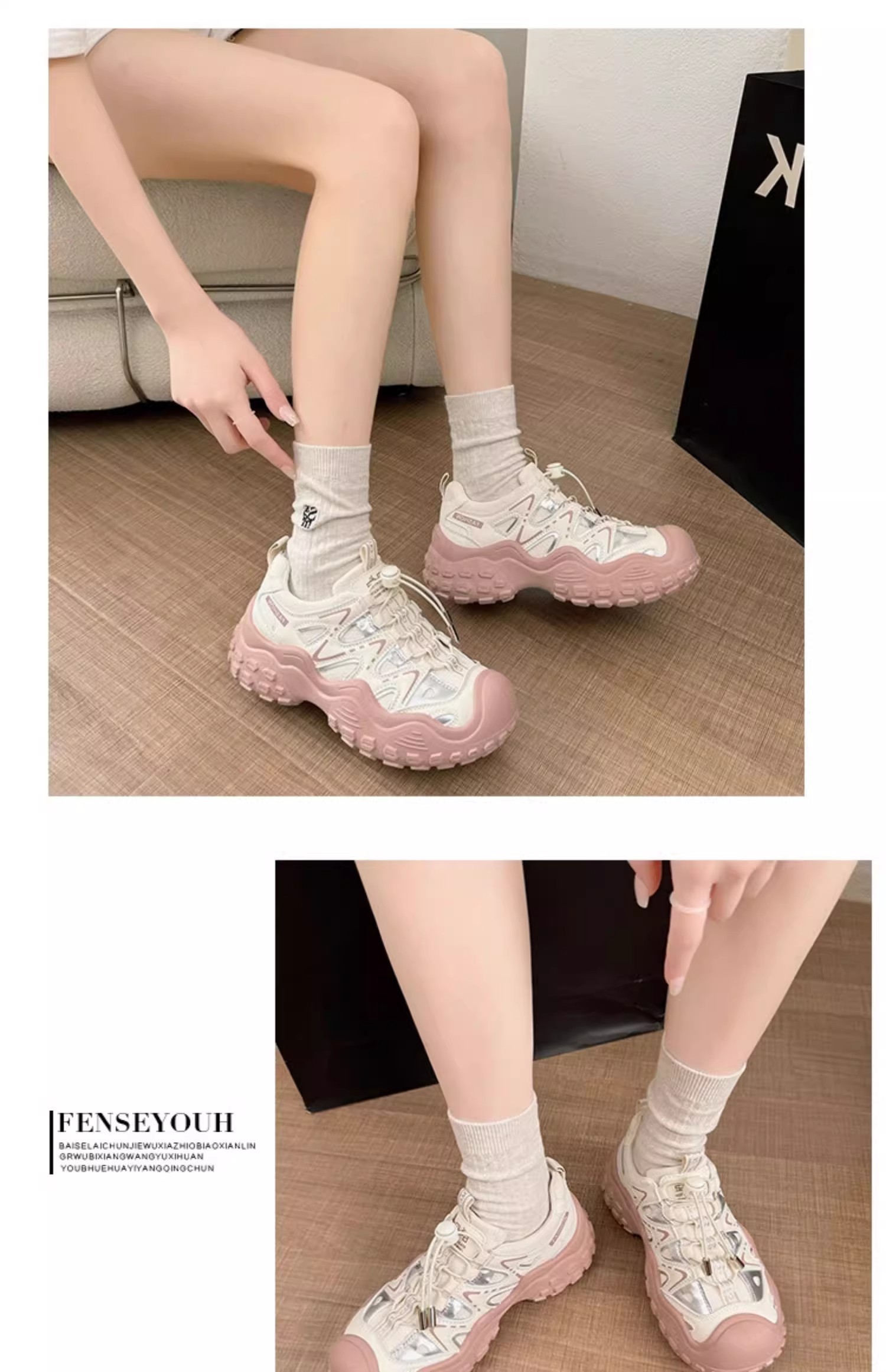 Modele noi de încălțăminte pentru femei cu tocuri cu platformă și talpă groasă care sporesc înălțimea și pantofi cu șireturi pentru mărimi mari_voghion.com