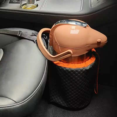 Large Insulated Water Bottle, Water Bottle – Car cup holder/beverage holder - thickened-leather-passenger-center-control-model-black-orange-extra-large