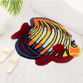 家用海洋热带鱼刺绣款地毯儿童卧室地垫床边防滑脚垫批发跨境舒适