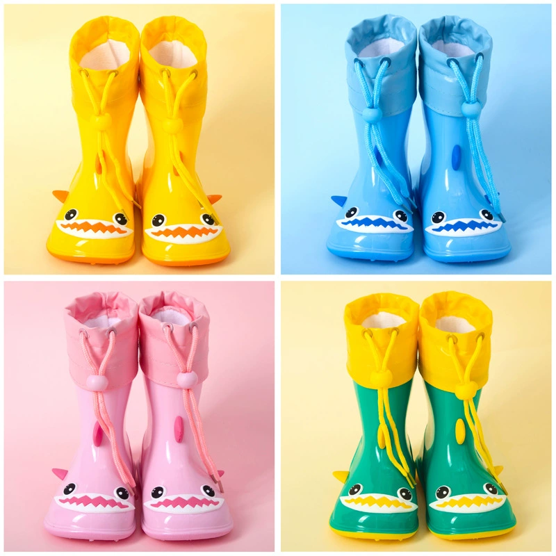 Детские непромокаемые сапоги Принцесса для девочек, детские Нескользящие непромокаемые сапоги, водные сапоги, детские водные сапоги на флисовой подкладке, милая акула