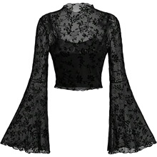T 92238 Women Bell Sleeve Tops Y2K Mock NeckY2K����������