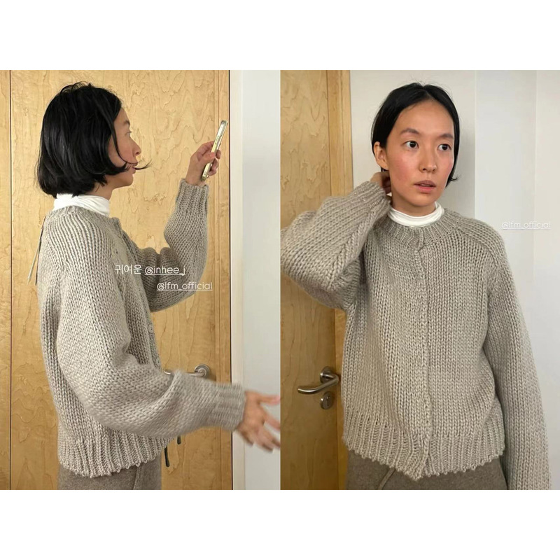 Now, the 2025 Winter New Collection Features Korean Designer Lfm's Vintage Chunky Knit Crew Neck Cardigan Now, the 2025 Winter New Collection Features Korean Designer Lfm's Vintage Chunky Knit Crew Neck Cardigan