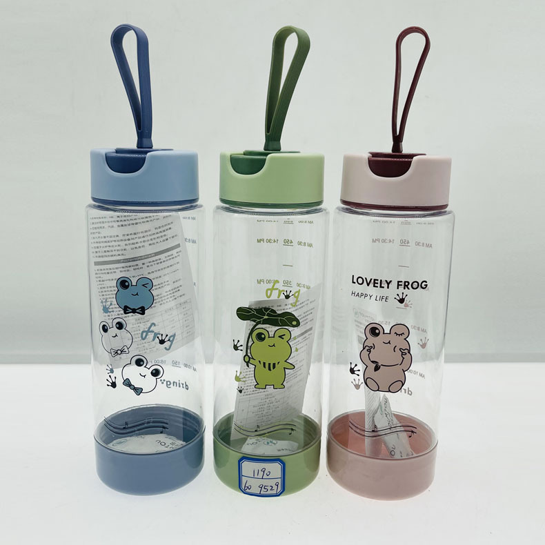 Dumedo rebote cubierta deportes taza de plástico simple estudiante taza de agua letras inglesas Comercio exterior portátil práctico taza