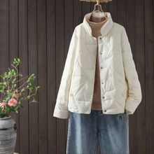 冬季短款轻薄羽绒服女2025新款白鸭绒小个子宽松中年妈妈薄款外套