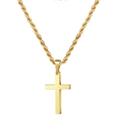 Rvs herenketting met dubbele laag en kruis hanger_voghion.com