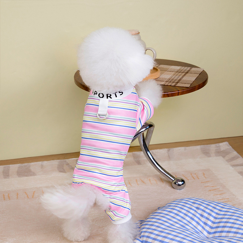 Primavera y verano transpirables cuatro estaciones coloridas rayas deportivas para perros de cuatro patas ropa doméstica para gatos aire acondicionado ropa para perros