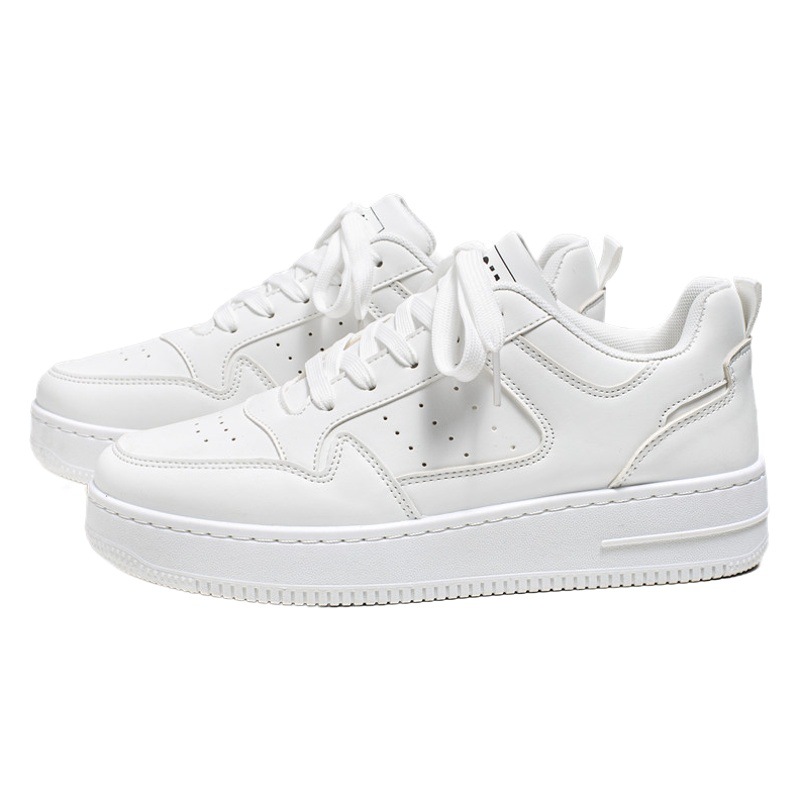 Zapatillas de deporte de los hombres primavera nuevo cuero transpirable deportes casual zapatos de los hombres jóvenes de moda todo fósforo de suela gruesa zapatos de los hombres blancos