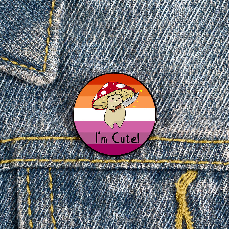 11g Weight Brooches Classification Cartoon Style Pin Letter Mushroom Metal Printing Unisex Brooches