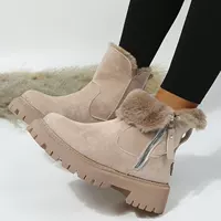 Martin‑style women's winter boots 20224, velvet lined, thickened short‑shaft snow boots, warm (Black/Khaki)