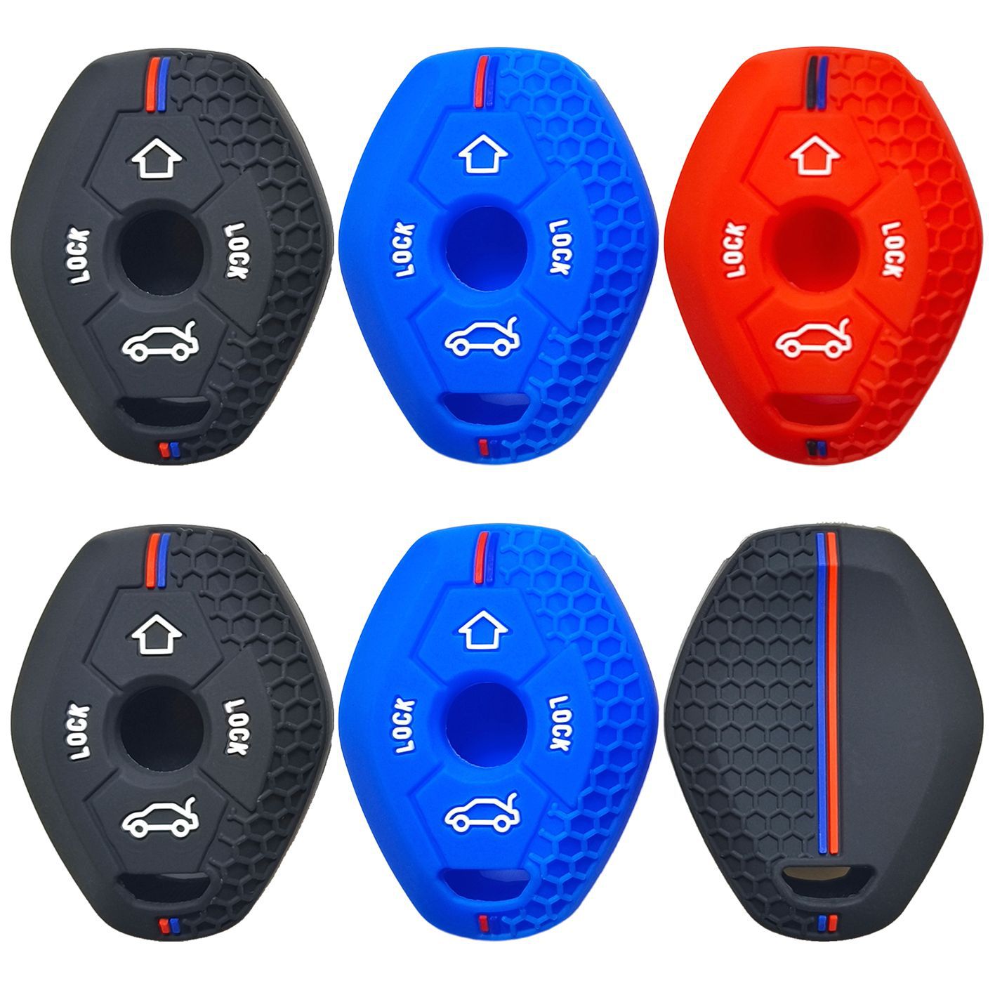 适用宝马老款X3X5Z3Z5系E38E46E39E83直板蜂窝纹硅胶钥匙套双色款