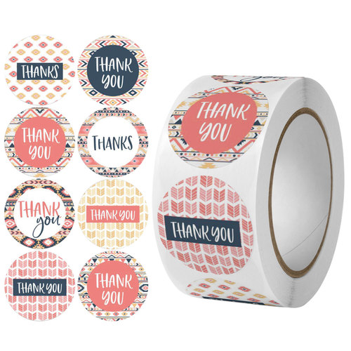 New 8 patterns thank you stickers rolled flower holiday decoration labels cross-border sealing stickers