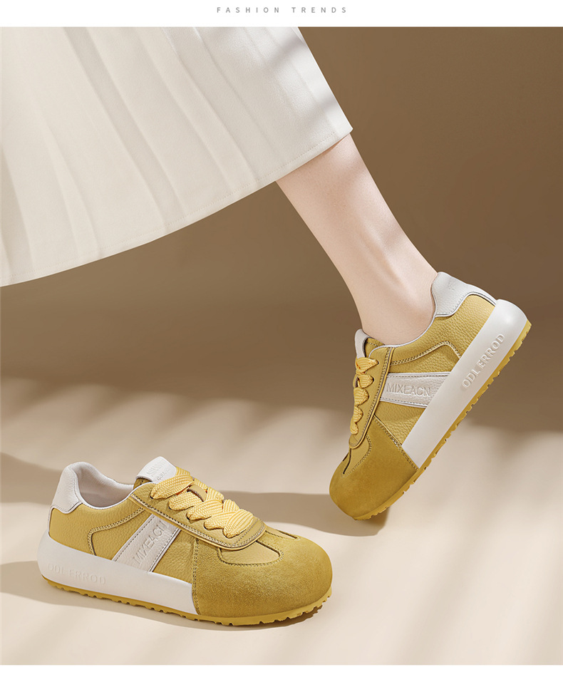 Giày sneaker nữ da thật lưới mỏng đế dày mũi tròn phong cách thể thao hè 2025 — JST 7115-1 trái cây xanh, JST 7115-1 màu vàng chi tiết 6