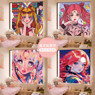 复古美少女战士挂布 女生卧室床头背景布租房改造宿舍墙布ins窗帘