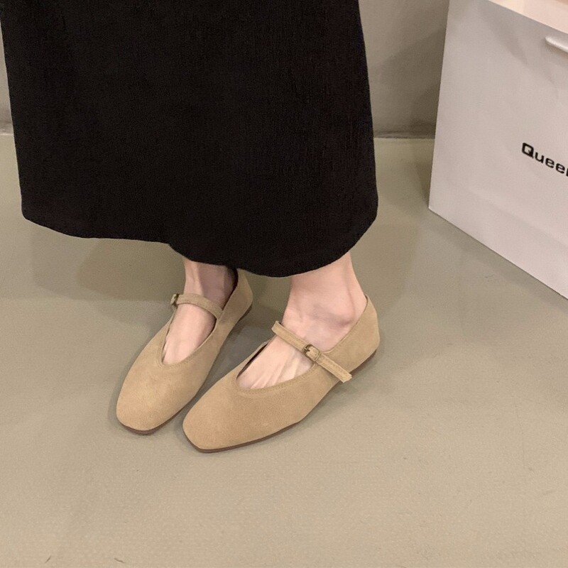 平底フランス復古メアリー珍靴シングル靴女性靴2023新春秋冬真皮ソフト底豆靴|undefined