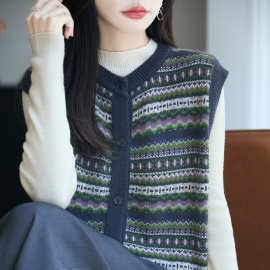 早秋新款毛衣女无袖背心针织衫马甲女装上衣高级感衣服