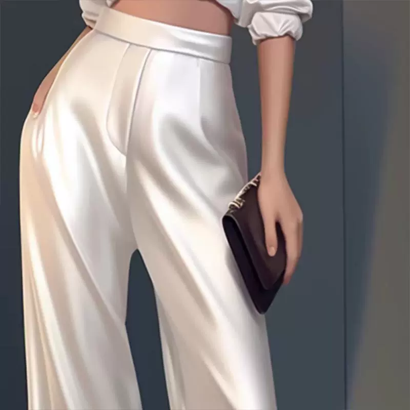美式复古垂感微喇裤高级感小个子独特别致小众白色长款裤子女夏季