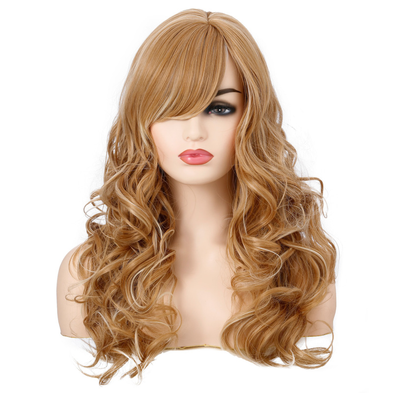 European and American wigs Amazon cross-border long curly hair headgear women's chemical fiber wigs women's long hair manufacturers in stock European and American wigs Amazon cross-border long curly hair headgear women's chemical fiber wigs women's long hair manufacturers in stock