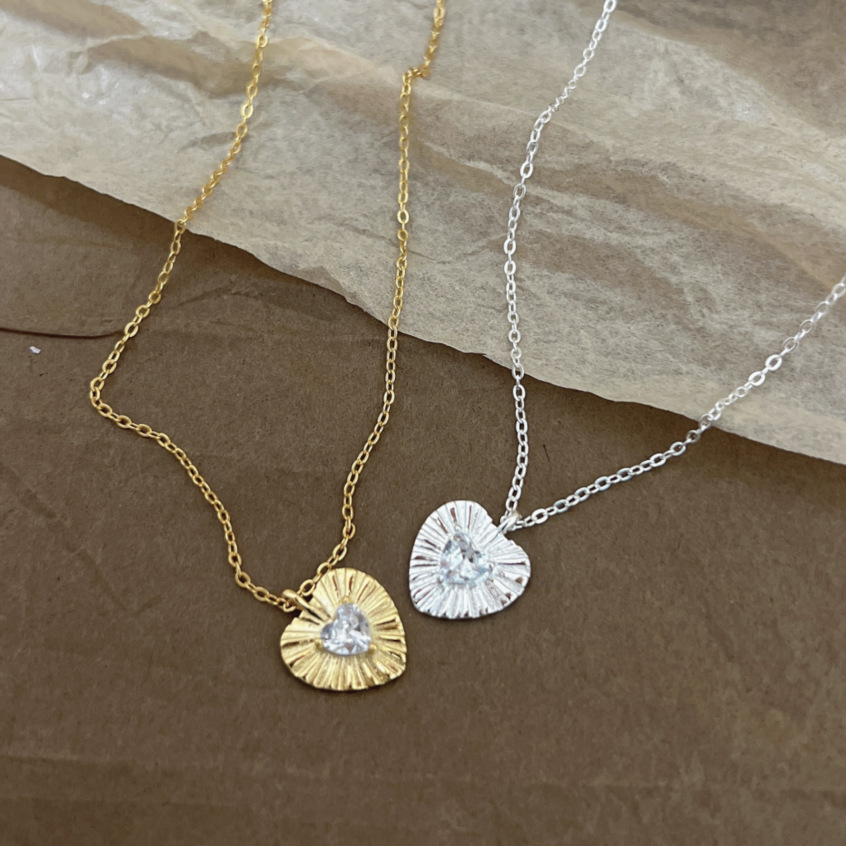 8g Weight Zircon Inlay Material Pendant Necklace Classification 1 Piece Quantity 925 Sterling Silver Zircon Plating Inlay Heart Shape Pendant Necklace